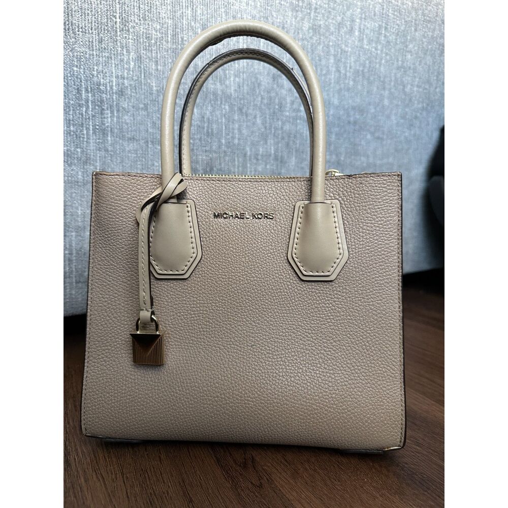 Michael Kors Taupe Pebbled Leather Satchel Handbag